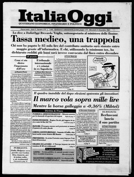 Italia oggi : quotidiano di economia finanza e politica